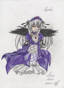 Rating: Safe Score: 0 Tags: 1girl black_wings dated dress flower frills hairband image juliet_sleeves long_hair long_sleeves looking_at_viewer puffy_sleeves rose signature solo suigintou traditional_media wings User: admin