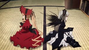 Rating: Safe Score: 0 Tags: 2girls blonde_hair dress frills hairband image juliet_sleeves long_hair long_sleeves multiple_girls pair ribbon rose shinku silver_hair suigintou wings User: admin