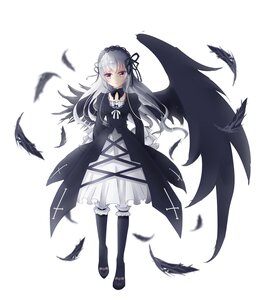 Rating: Safe Score: 0 Tags: 1girl bird black_feathers black_wings dress feathered_wings feathers flower frills full_body hairband image long_hair long_sleeves looking_at_viewer purple_eyes ribbon silver_hair solo suigintou white_background white_feathers wings User: admin