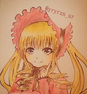 Rating: Safe Score: 0 Tags: 1girl blonde_hair bonnet brown_background drill_hair hat image long_hair long_sleeves looking_at_viewer shinku simple_background smile solo twin_drills twintails upper_body User: admin