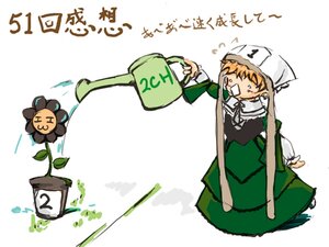 Rating: Safe Score: 0 Tags: 1girl apron brown_hair dress green_dress hat head_scarf image long_hair long_sleeves maid plant solo suiseiseki sweat watering_can User: admin