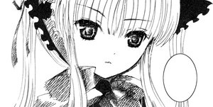 Rating: Safe Score: 0 Tags: 1girl blush closed_mouth eyebrows_visible_through_hair greyscale hairband image long_hair looking_at_viewer monochrome shinku simple_background solo suigintou white_background User: admin