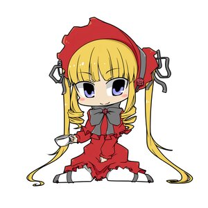 Rating: Safe Score: 0 Tags: 1girl blonde_hair blue_eyes blush_stickers bonnet bow bowtie chibi cup dress drill_hair full_body image long_hair long_sleeves looking_at_viewer red_dress shinku simple_background sitting smile solo teacup twintails very_long_hair white_background User: admin