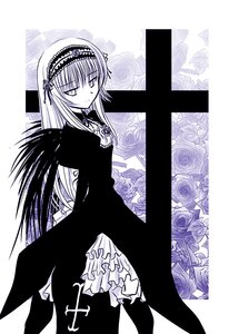 Rating: Safe Score: 0 Tags: 1girl dress flower frills greyscale hairband image lolita_hairband long_hair long_sleeves looking_at_viewer monochrome ribbon rose solo suigintou wings User: admin