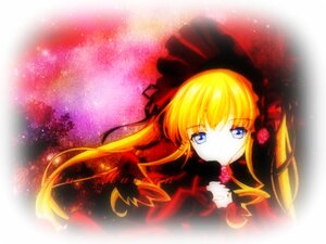 Rating: Safe Score: 0 Tags: 1girl blonde_hair blue_eyes bonnet bow dress flower image long_hair long_sleeves looking_at_viewer pink_rose rose shinku solo twintails very_long_hair User: admin