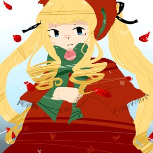 Rating: Safe Score: 0 Tags: 1girl bangs blonde_hair blue_eyes blush bonnet cup drill_hair flower image long_hair rose shinku solo tears upper_body User: admin