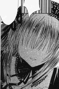 Rating: Safe Score: 0 Tags: 1girl greyscale grin hair_over_eyes image long_hair monochrome smile solo suigintou User: admin