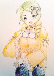 Rating: Safe Score: 0 Tags: 1girl :d blonde_hair drill_hair flower green_eyes hair_ornament hat image kanaria long_sleeves open_mouth ribbon smile solo tomoe_mami traditional_media twin_drills twintails User: admin