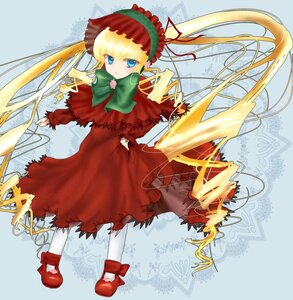 Rating: Safe Score: 0 Tags: 1girl blonde_hair blue_eyes bonnet bow bowtie dress full_body green_bow image long_hair long_sleeves looking_at_viewer red_dress shinku shoes solo standing twintails very_long_hair white_legwear User: admin