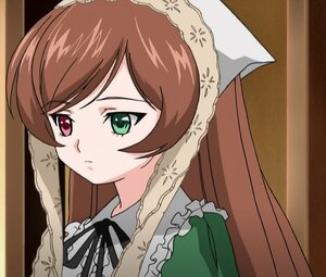 Rating: Safe Score: 0 Tags: 1girl brown_hair frills green_eyes head_scarf heterochromia image long_hair red_eyes ribbon solo suiseiseki User: admin