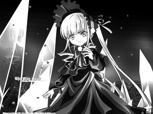 Rating: Safe Score: 0 Tags: 1girl auto_tagged dress eyebrows_visible_through_hair flower greyscale holding image long_hair long_sleeves looking_at_viewer monochrome petals ribbon rose rose_petals shinku solo standing very_long_hair User: admin