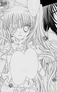 Rating: Safe Score: 0 Tags: 1boy 2girls dress eyepatch flower frills image kirakishou long_hair monochrome multiple_girls rose solo traditional_media very_long_hair User: admin