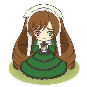 Rating: Safe Score: 0 Tags: 1girl auto_tagged brown_hair chibi dress frills frown green_dress green_eyes heterochromia image long_hair long_sleeves red_eyes ribbon solo suiseiseki tears very_long_hair white_background User: admin