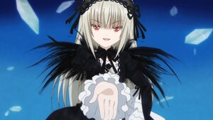 Rating: Safe Score: 0 Tags: 1girl :d black_dress black_ribbon black_wings blue_background dress frills hairband image long_hair long_sleeves looking_at_viewer open_mouth red_eyes ribbon silver_hair smile solo suigintou wings User: admin