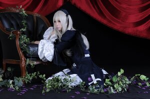 Rating: Safe Score: 0 Tags: 1girl capelet curtains dress flower hairband long_hair plant sitting solo suigintou white_hair User: admin