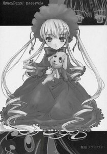 Rating: Safe Score: 0 Tags: 1girl bonnet dress drill_hair greyscale hat image long_hair long_sleeves looking_at_viewer monochrome shinku solo standing stuffed_animal twin_drills twintails very_long_hair User: admin