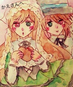 Rating: Safe Score: 0 Tags: 2girls blonde_hair blue_eyes braid dress food frills green_dress green_eyes hat heterochromia image long_hair long_sleeves multiple_girls neck_ribbon pair ribbon siblings sisters souseiseki suiseiseki traditional_media twins User: admin