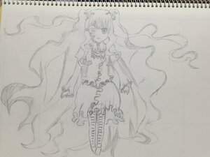 Rating: Safe Score: 0 Tags: 1girl boots bow dress image kirakishou long_hair monochrome solo traditional_media twintails very_long_hair User: admin