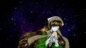 Rating: Safe Score: 0 Tags: 1girl bonnet brown_hair closed_eyes dress drill_hair hands_clasped head_scarf image long_hair long_sleeves night night_sky own_hands_together shooting_star sky solo space star_(sky) starry_sky suiseiseki very_long_hair User: admin