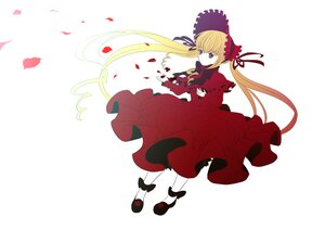 Rating: Safe Score: 0 Tags: 1girl blonde_hair blue_eyes bonnet dress flower full_body image long_hair long_sleeves looking_at_viewer petals red_dress rose shinku shoes solo striped twintails very_long_hair User: admin