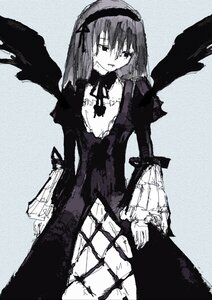 Rating: Safe Score: 0 Tags: 1girl akemi_homura akuma_homura black_dress black_hair black_wings dress expressionless feathered_wings hairband image long_hair long_sleeves looking_at_viewer monochrome ribbon simple_background solo standing suigintou wings User: admin