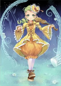Rating: Safe Score: 0 Tags: 1girl dress drill_hair flower frills green_eyes green_hair hair_ornament image kanaria long_sleeves rose solo standing twin_drills water wide_sleeves User: admin