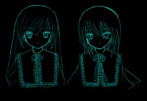Rating: Safe Score: 0 Tags: 1girl blue_theme closed_mouth image long_hair looking_at_viewer monochrome neck_ribbon pair ribbon simple_background souseiseki suiseiseki upper_body watermark User: admin