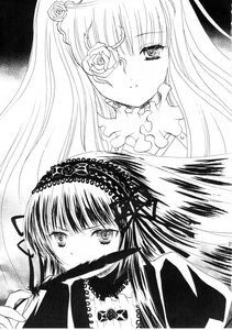 Rating: Safe Score: 0 Tags: 2girls blush doujinshi doujinshi_#89 dress flower frills greyscale image long_hair looking_at_viewer monochrome multiple multiple_girls ribbon rose smile suigintou User: admin