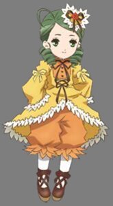 Rating: Safe Score: 0 Tags: 1girl dress drill_hair flower full_body green_eyes green_hair hair_ornament image kanaria long_sleeves solo standing transparent_background twin_drills yellow_dress User: admin