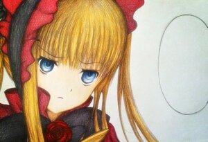 Rating: Safe Score: 0 Tags: 1girl bangs blonde_hair blue_eyes bow eyebrows_visible_through_hair flower image long_hair looking_at_viewer millipen_(medium) portrait shinku sidelocks simple_background solo traditional_media twintails white_background User: admin