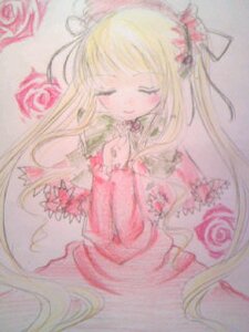 Rating: Safe Score: 0 Tags: 1girl blonde_hair blush closed_eyes dress flower image long_hair long_sleeves pink_flower pink_rose red_flower red_rose rose shinku solo very_long_hair User: admin