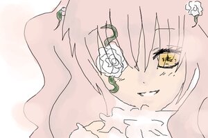 Rating: Safe Score: 0 Tags: 1girl bangs eyebrows_visible_through_hair flower image kirakishou looking_at_viewer pink_hair rose simple_background smile solo white_background white_flower white_rose yellow_eyes User: admin