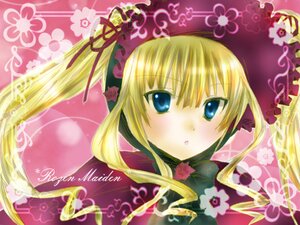 Rating: Safe Score: 0 Tags: 1girl blonde_hair blue_eyes blush bonnet bow image long_hair looking_at_viewer pink_background pink_rose shinku sidelocks solo twintails User: admin