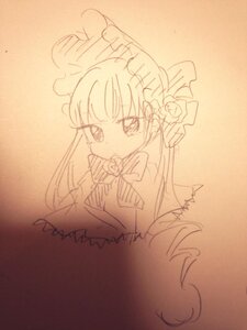 Rating: Safe Score: 0 Tags: 1girl bow dress flower hair_bow hair_flower hair_ornament image long_hair long_sleeves monochrome shinku solo traditional_media User: admin