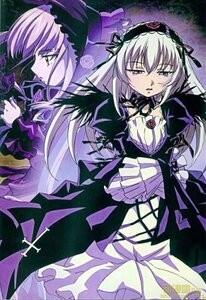 Rating: Safe Score: 0 Tags: 1girl dress frills hairband image long_hair long_sleeves pair shinku silver_hair suigintou wings User: admin