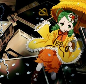 Rating: Safe Score: 0 Tags: 1girl :o auto_tagged dress drill_hair eighth_note frilled_sleeves frills green_eyes green_hair hat image kanaria long_sleeves musical_note orange_dress pantyhose ribbon solo twin_drills yellow_dress User: admin