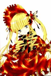 Rating: Safe Score: 0 Tags: 1girl bangs blonde_hair blue_eyes bonnet bow dress drill_hair flower frills image long_hair long_sleeves looking_at_viewer red_dress rose shinku sidelocks simple_background solo twintails white_background User: admin