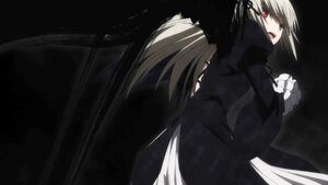 Rating: Safe Score: 0 Tags: 1girl black_dress dress frilled_sleeves frills image juliet_sleeves long_hair long_sleeves looking_at_viewer open_mouth red_eyes simple_background solo suigintou very_long_hair wings User: admin