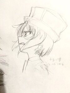 Rating: Safe Score: 0 Tags: 1girl dated hat image monochrome open_mouth profile short_hair sketch solo souseiseki traditional_media uniform User: admin