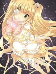 Rating: Safe Score: 0 Tags: 1girl blonde_hair boots commentary_request dress eyepatch flower frills hair_flower hair_ornament hanabana_tsubomi image kirakishou long_hair rose rozen_maiden smile solo sparkle thigh_boots thighhighs thorns two_side_up very_long_hair white_dress white_rose User: admin