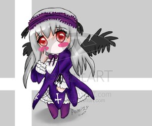 Rating: Safe Score: 0 Tags: 1girl black_wings blush_stickers chibi dress flower frilled_sleeves frills full_body hairband image long_hair long_sleeves rose silver_hair solo suigintou wings User: admin