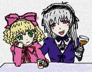 Rating: Safe Score: 0 Tags: 2girls blonde_hair bow cup dress frills green_eyes hairband hina_ichigo hinaichigo image long_sleeves looking_at_viewer multiple_girls pair pink_bow pink_eyes ribbon shinku short_hair silver_hair simple_background suigintou teacup upper_body wings User: admin