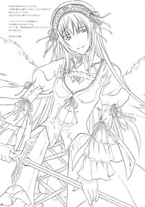 Rating: Safe Score: 0 Tags: 1girl doujinshi doujinshi_#13 dress frills greyscale hairband image lineart long_hair long_sleeves looking_at_viewer monochrome multiple ribbon simple_background solo suigintou very_long_hair white_background wings User: admin