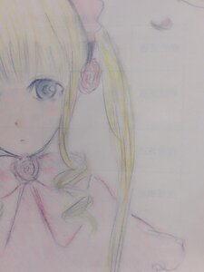 Rating: Safe Score: 0 Tags: 1girl bangs blonde_hair blue_eyes choker close-up flower image long_hair rose shinku simple_background solo traditional_media watercolor_(medium) User: admin