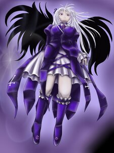 Rating: Safe Score: 0 Tags: 1girl boots breasts dress frills full_body image knee_boots long_hair long_sleeves looking_at_viewer purple_background purple_eyes purple_theme ribbon solo suigintou very_long_hair wings User: admin