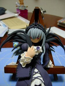 Rating: Safe Score: 0 Tags: 1girl 3d black_dress blurry blurry_background blurry_foreground depth_of_field doll dress figure frills hairband indoors lolita_hairband long_hair long_sleeves looking_at_viewer photo red_eyes rose solo suigintou wings User: admin