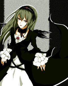 Rating: Safe Score: 0 Tags: 1girl black_dress dress flower frilled_sleeves frills hairband image lolita_hairband long_hair long_sleeves looking_at_viewer rose solo suigintou wings User: admin