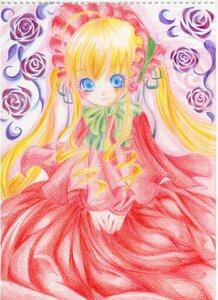 Rating: Safe Score: 0 Tags: 1girl blonde_hair blue_eyes bonnet bow bowtie dress drill_hair flower image long_hair long_sleeves looking_at_viewer pink_flower pink_rose purple_rose red_dress red_flower red_rose rose shinku smile solo traditional_media very_long_hair watercolor_(medium) User: admin