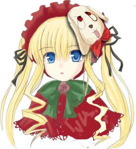 Rating: Safe Score: 0 Tags: 1girl blonde_hair blue_eyes bonnet bow bowtie capelet dress drill_hair green_bow image long_hair long_sleeves looking_at_viewer shinku sidelocks simple_background solo twintails white_background User: admin