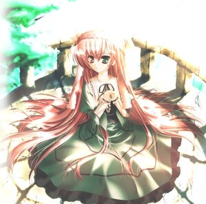 Rating: Safe Score: 0 Tags: 1girl dress frills green_dress green_eyes heterochromia image long_hair long_sleeves looking_at_viewer pink_hair puffy_sleeves red_eyes ribbon short_sleeves solo standing suiseiseki very_long_hair User: admin